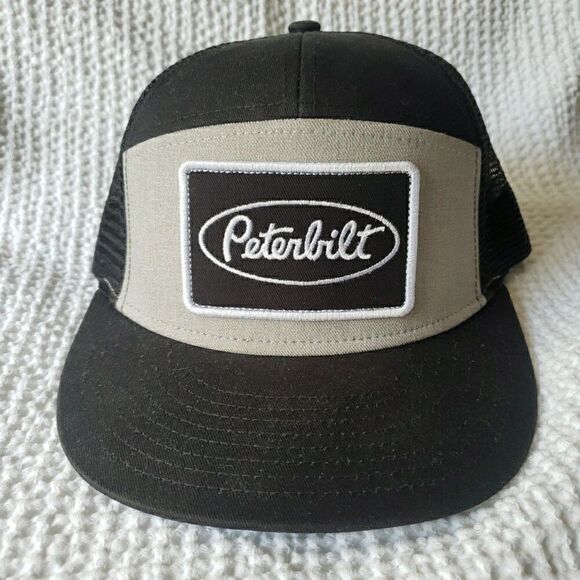 NWOT Peterbilt Trucker Hat Embroidered Snapback Adjustable Mesh Black Gray - Picture 1 of 7